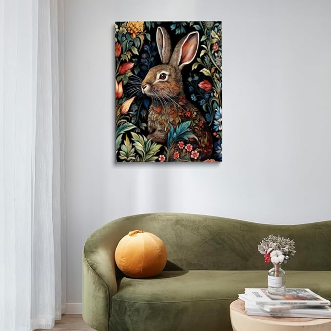 William Morris Poster Bunny Rabbit Art William Morris Prints Exhibition Print Posters Vintage Wall Art Textiles Wall Art for Living Room Bedroom 12x16in Unframed poster