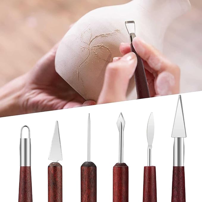 Clay Tools Sculpting for Polymer Air Dry Modeling Clay Beginners & Professionals Ideal for DIY Pottery & Ceramics Tools Double-Sided Polymer Carving Tools Kit 6pcs