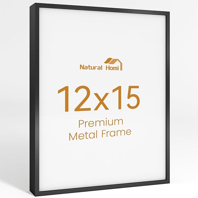 12x15 Aluminum Metal Picture Frame,Tempered Glass Black Photo Frame 12x15 for Family Photo,Posters,Art,Document to Wall Mount Horizontally or Vertically