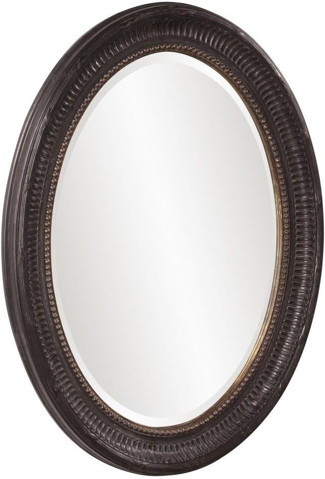 Howard Elliott Nero Oval Hanging Wall Or Vanity Mirror, Rustic Black, 26 x 34 Inch