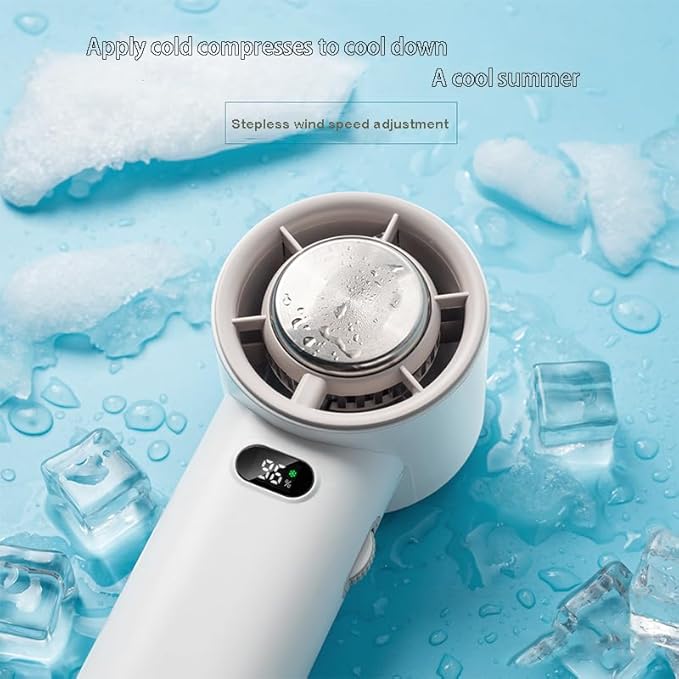 RS ONE Portable High Speed Turbo Fan, USB Rechargeable Personal Fan with Digital Display for Travel/Camping/Office (White)