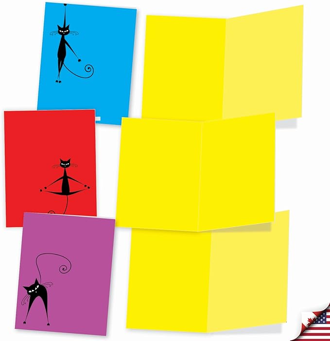 The Best Card Company - 10 All Occasion Blank Cat Cards (4 x 5.12 Inch) - Cute Assorted Bulk Card Set - YoCats M3962