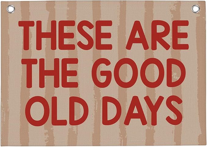 Retro Pink Stripes These Are The Good Old Days Banner Vintage Banner Wall Decor Wall Hanging Boys Girl Play Bedroom Dorm Room Decor 22x28 Inch