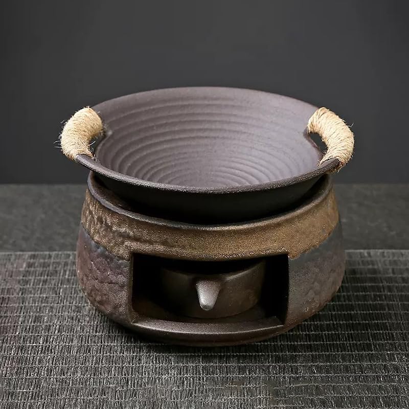 Ceramic Aromatherapy Burner — Candle Warmer for Herb, Natural Oil Fragrance Diffuser & Teapot Warmer, for Home Fragrance, Meditation, and Relaxation (D3-Hemp Rope Inner-Eared Baking Dish) - Image 6