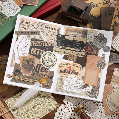 400PCS Vintage Scrapbook Paper Journaling Scrapbooking Supplies Kit Retro Decorative Craft Paper Assorted for Bullet Junk Journals Card Making Craft DIY, Old Memories - Image 4