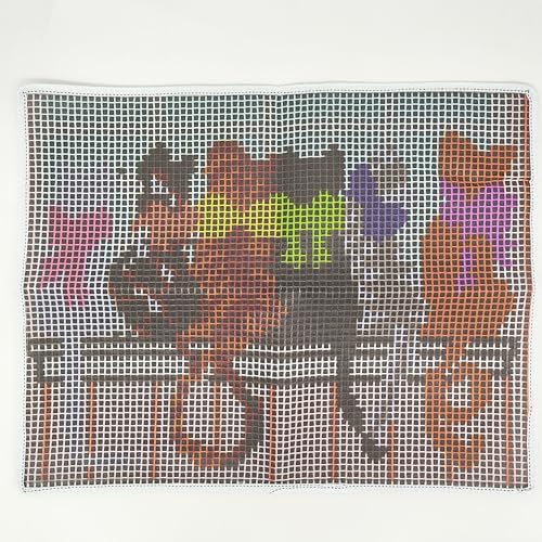 Howie's Latch Hook Kits for Adults, DIYCats-Window Latch Hook Kit Rug Crochet Yarn, Color Preprinted Pattern Embroidery Decoration(Cats-Window, 19.69 x 14.96 inch) - Image 2