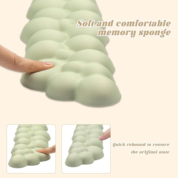 Ergonomic Cloud Wrist Rest for Computer Keyboard - Soft Memory Foam Keyboard Wrist Rest with Non-Slip Silicone Base, for Laptop, Mac, Office, Work, Gaming (Green)