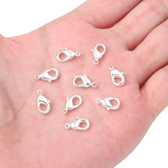Silver Plated Lobster Clasps Non Tarnish 12mm 20pcs for Jewelry Making Findings