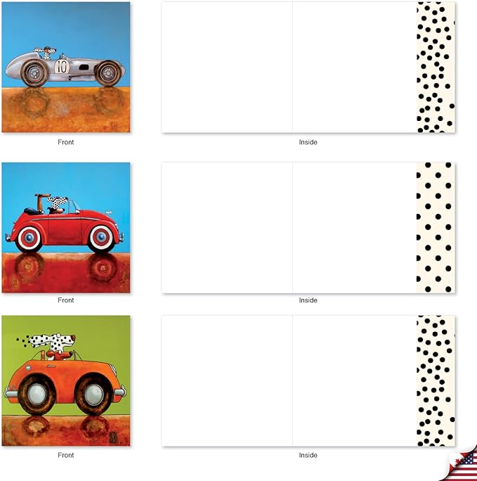 The Best Card Company - 10 Blank Dog Cards Assorted (4 x 5.12 Inch) - Adorable Boxed Animal Note Cards for All Occasions - See Spot Drive MQ4977OCB-B1x10