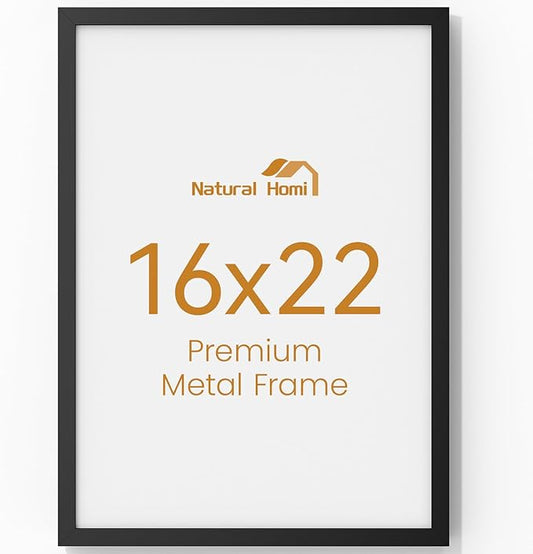 16x22 Aluminum Metal Picture Frame,Tempered Glass Black 16 x 22 Poster Frame for Puzzles Photos or Artwork for Wall Gallery Mount Horizontal or Vertical Decor Home,Office,Hotel