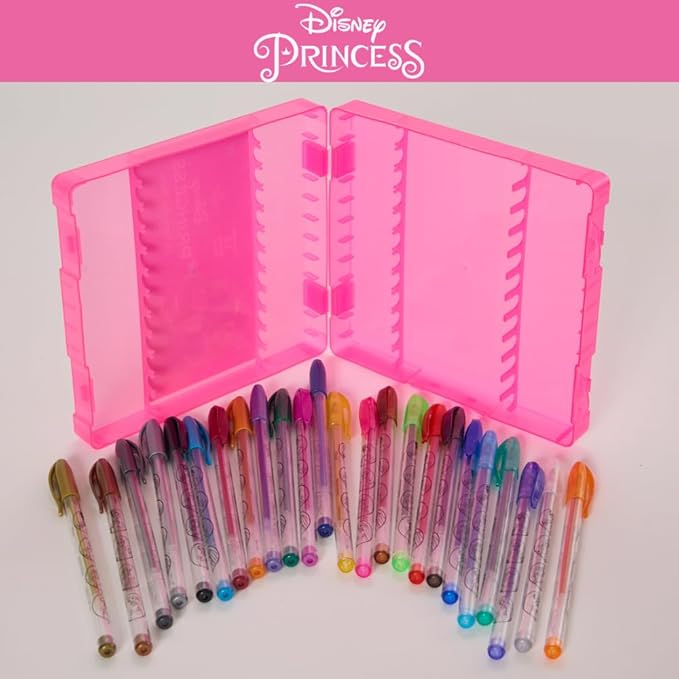 Disney Princess Gel Pens Set for Kids, 24 Pack with Glitter Gel Pens, Cute Pens for Girls – Cinderella, Rapunzel, Ariel, and Tiana