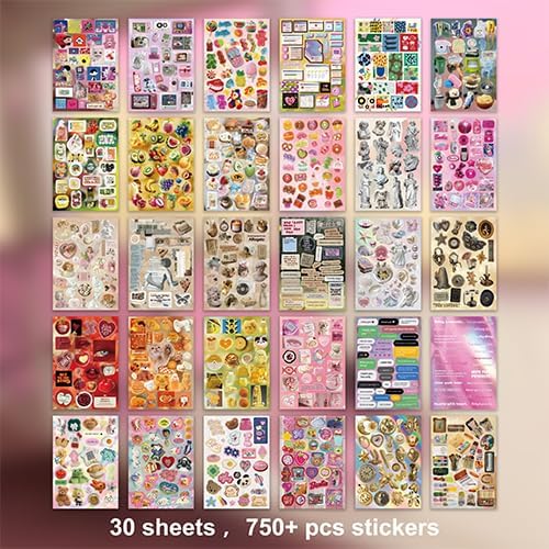 30 Sheets Cute Retro Scrapbook Stickers Book - Image 6
