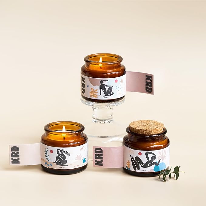 KRD 3X Strong Scented Candles Set, 6 * 2.5oz Coconut Soy Wax, 20H Clean Burn, Birthday & Christmas Candle Gift, 6 Scents