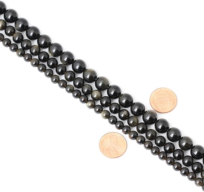 45PCS 8mm Natural Golden Obsidian Gemstone Round Loose Beads Crystal Energy Stone Healing Power for Jewelry Making 1 Strand 15"