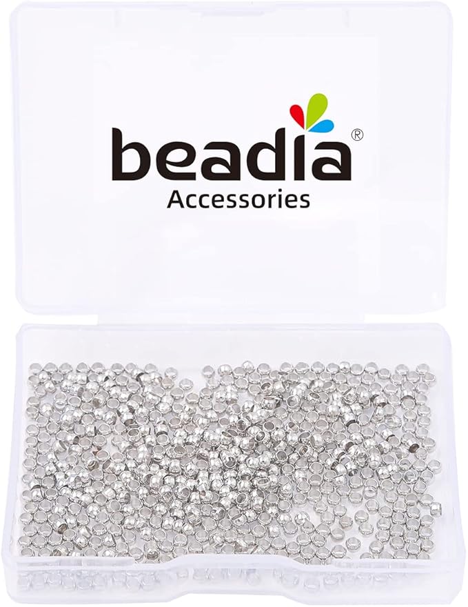 Platinum Plated Crimp Beads Non Tarnish 2.5mm 600pcs for Jewelry Making Findings