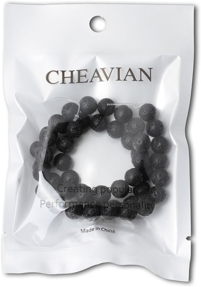 8mm 45PCS Black Lava Volcanic Stone Gemstone Round Loose Beads for Jewelry Making 1 Strand 15"