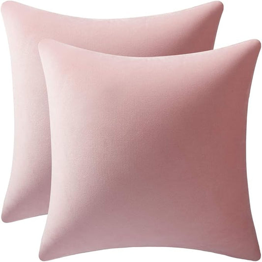 16x16 Throw Pillow Covers Pink: 2 Pack Cozy polyester Square Decorative Pillow Cases for Farmhouse Home Decor