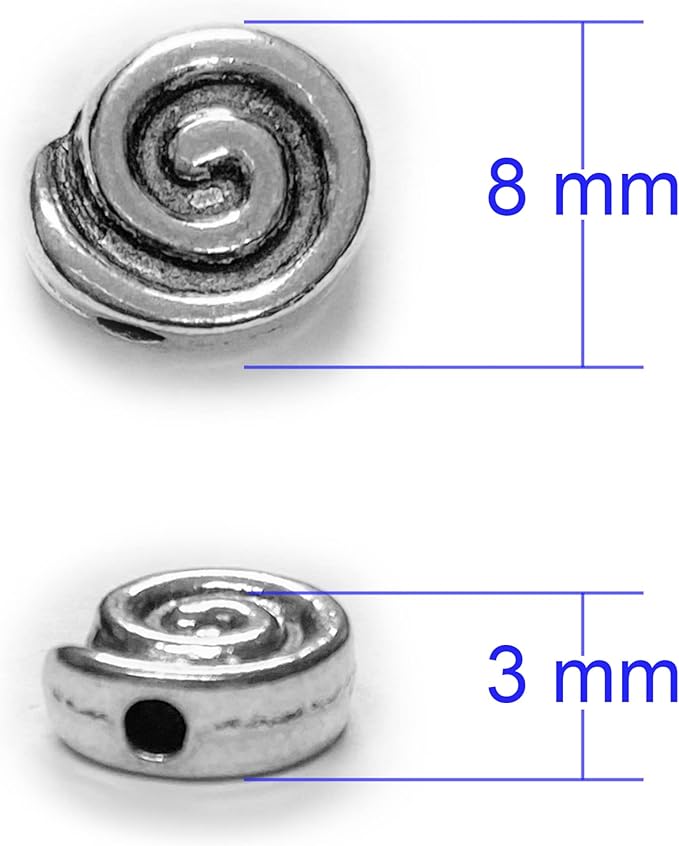 Tibetan Silver Spacer Beads for Jewelry Making - Flat Beads for Necklace, Earring & Bracelet Making Kit - Bulk 77pcs Silver Jewelry Set 8mm
