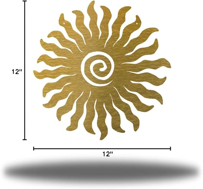 Riverside Designs Sunburst Metal Wall Art Steel Outdoor Decor - Heavy-Duty and Waterproof - Made in USA (12", Gold)