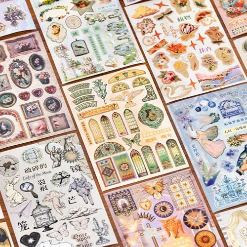 Aesthetic Die-Cut Sticker Book - 30 Sheets Matte & Tactile Finish Vintage Journaling Scrapbooking Supplies for Adults & Crafts - Image 4
