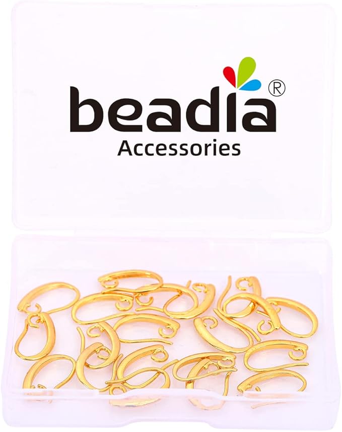 18K Gold Plated Earring Hooks 9x14mm 20pcs for Jewelry Making Findings
