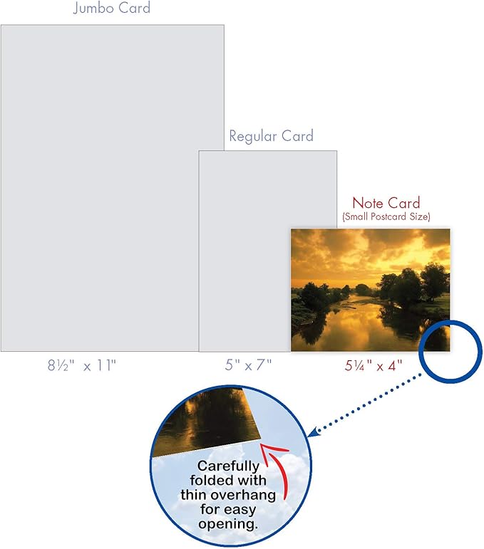 The Best Card Company - 20 Landscape Nature Note Cards Blank (4 x 5.12 Inch) (10 Designs, 2 Each) - Sun Settings AM1740OCB-B2x10