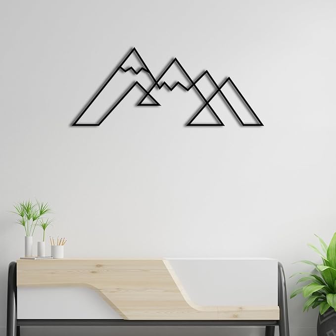 DecoSoul Mountain Metal Wall Art Decor, Large Metal Mountain Wall Art, Snowy Range View Wall Decoration, Minimalist Home Decor, Nature Decorations, Office Art, Housewarming Gift