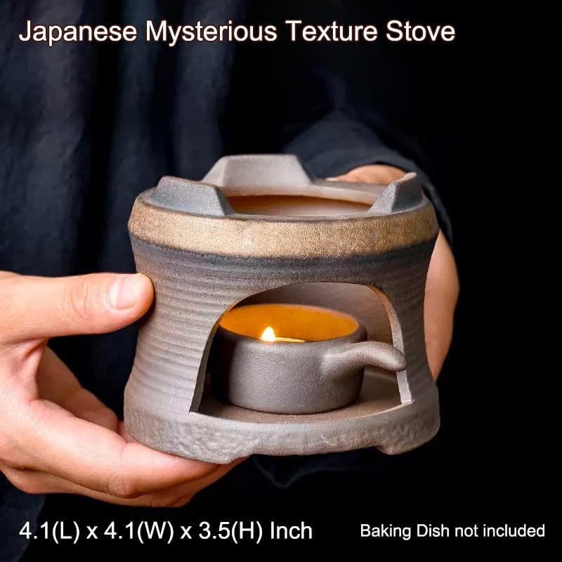 Ceramic Aromatherapy Burner — Candle Warmer for Herb, Natural Oil Fragrance Diffuser & Teapot Warmer, for Home Fragrance, Meditation, and Relaxation (E4-Japanese Mysterious Texture Stove) - Image 2