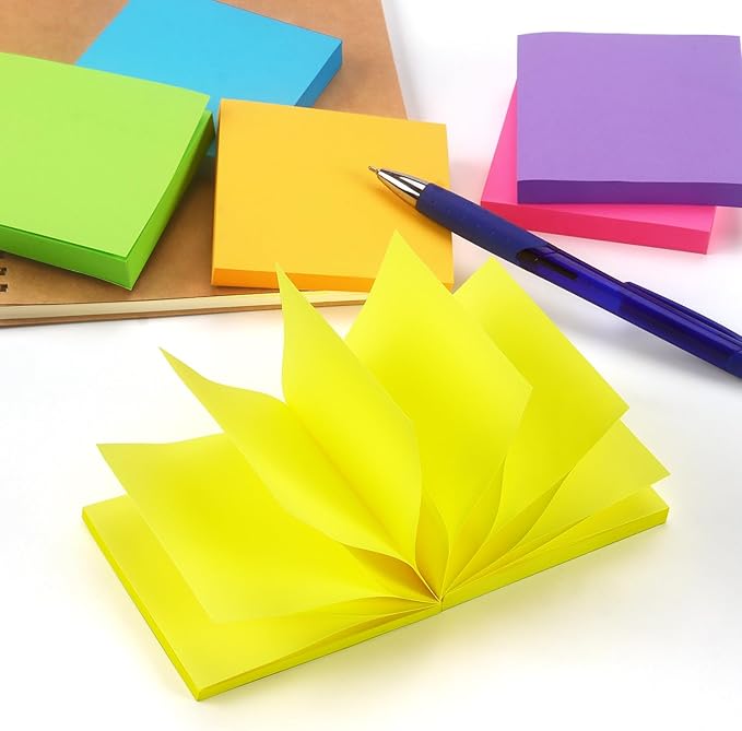 Winner Aura Pop Up Sticky Notes 3x3 inch Bright Colors Self-Stick Pads 12 Pack 1200 Sheets