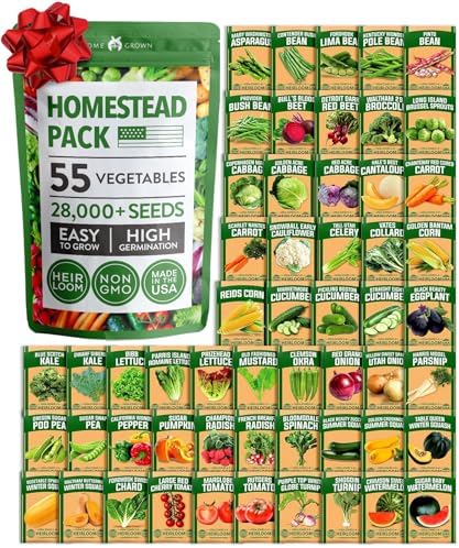 HOME GROWN 55 Variety Survival Seed Vault, 28,000+ Vegetable Seeds by HOMEGROWN