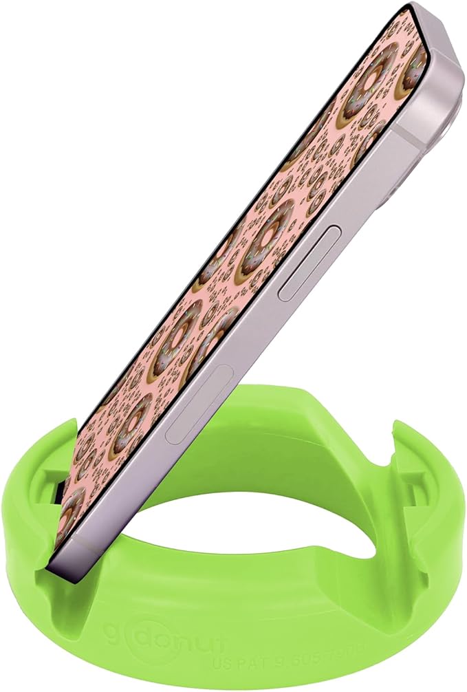 GoDonut – Phone Stand Original – Cell Phone Holder + Tablet Stand Desk Organizer – Compatible with Tablet, iPhone 17 16 15 14 Pro Max, Android & Most Smartphones - Lime Green