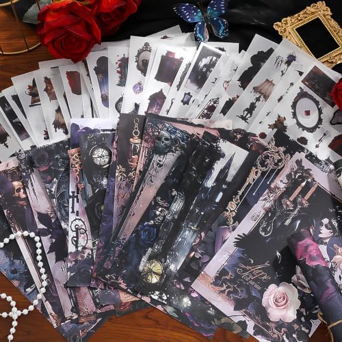 500PCS Stickers Book for Journaling Supplies,Dark Gothic Scrapbook Paper - Image 3
