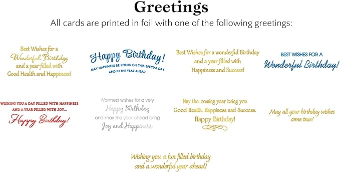 The Gallery Collection - Birthday Cards Assortment Box (35 Cards), Foil & Embossing (Birthday 1)