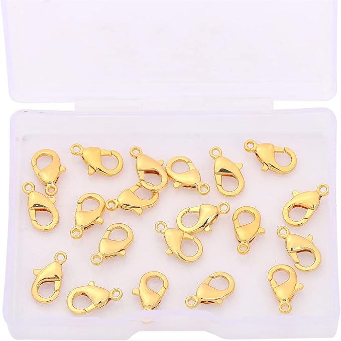 18K Gold Plated Lobster Clasps Non Tarnish 12mm 20pcs for Jewelry Making Findings
