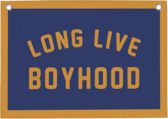 Orange Long Live Boyhood Boys Room Playroom Wall Decor Vintage Sports Decor for Nursery Playroom Kids Bedroom Dorm Toddler Decorations 22x28 Inch
