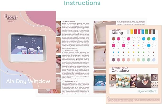 Jovi - DIY Air Dry Kit - Window Gift Pottery Kit for Adults with White Air Dry Clay + Paints, Sculpting Tools, Step-by-Step Guide and Video Tutorial, Starter Set for Beginners (Window)