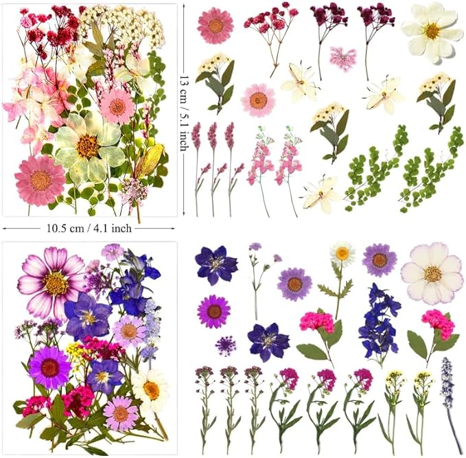 85 Pcs Dried Pressed Flowers for Resin Molds, Real Natural Flowers Leaves for DIY Crafts, Nails, Jewelry, Soap and Candle Making