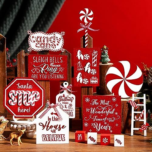 Mifoci 14 Pcs Christmas Candy Cane Tiered Tray Decor Xmas Table Decoration - Image 6