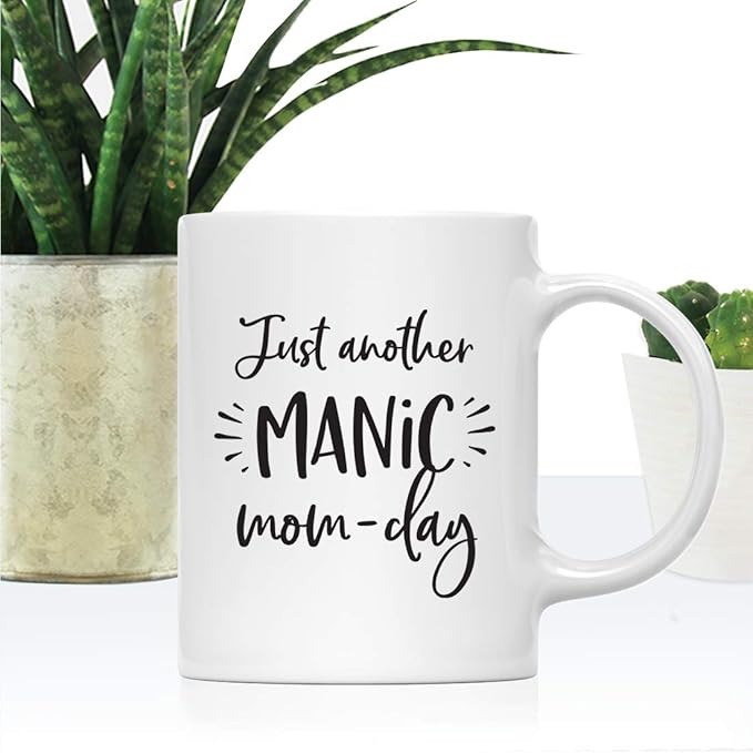 Andaz Press Mother's Day 11oz. Ceramic Coffee Tea Mug Gift for Mom, Just Another Manic Mom-Day, 1-Pack, Birthday Christmas Gift Ideas