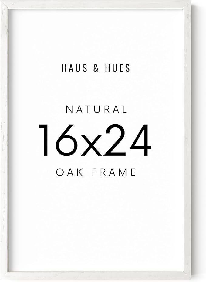 HAUS AND HUES White Oak Wood 16x24 Picture Frame - Natural Frame for Posters and Photos (White Oak Frame)