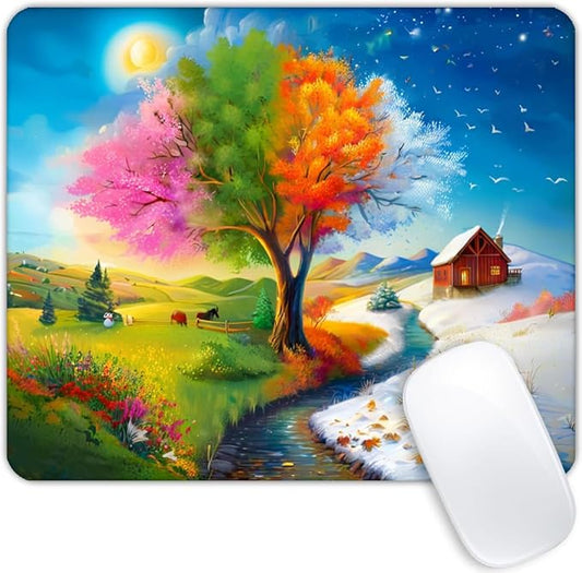 Square Mouse Pad Scenery of The Four Seasons,Gaming Mouse Pads for Desk,Soft Computer Waterproof Non-Slip Mouse Mat