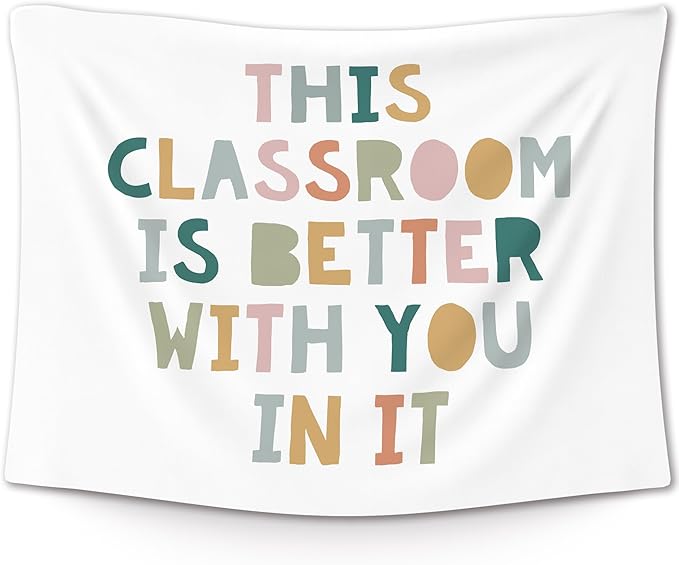 XLDLIOO Boho Classroom Tapestry, Boho Classroom Decor, This Classroom Is Better With You in It Kids Wall Tapestry Hanging, Inspirational Tapestries Decor Art for Nursery Kids Room Playroom 40x30in
