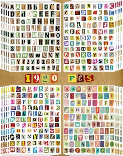 1920pcs Scrapbook Letter Stickers Ransom Alphabet Junk Journal Supplies by Cranado
