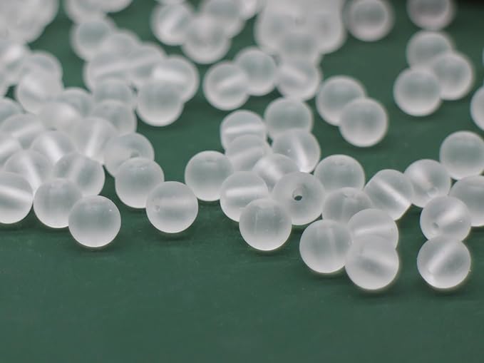 Pamir Tong 900PCS 6mm Matte White Frosted Round Glass Beads Bracelet Space Loose Smooth Beads for Jewelry Making, Earring, Necklaces, Keychains, Lanyards & Adult Crafting