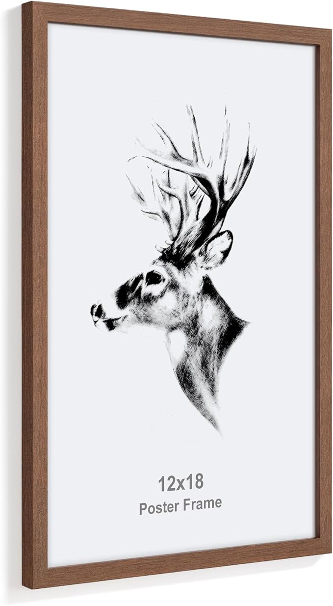 Yaetm 12x18 Picture Frames Set of 4, Walnut Brown, Solid Wood Frame 12 x 18 Frame for Gallery Wall, Photos, Posters & Art Prints, Wall Mount (4 pack, Walnut)