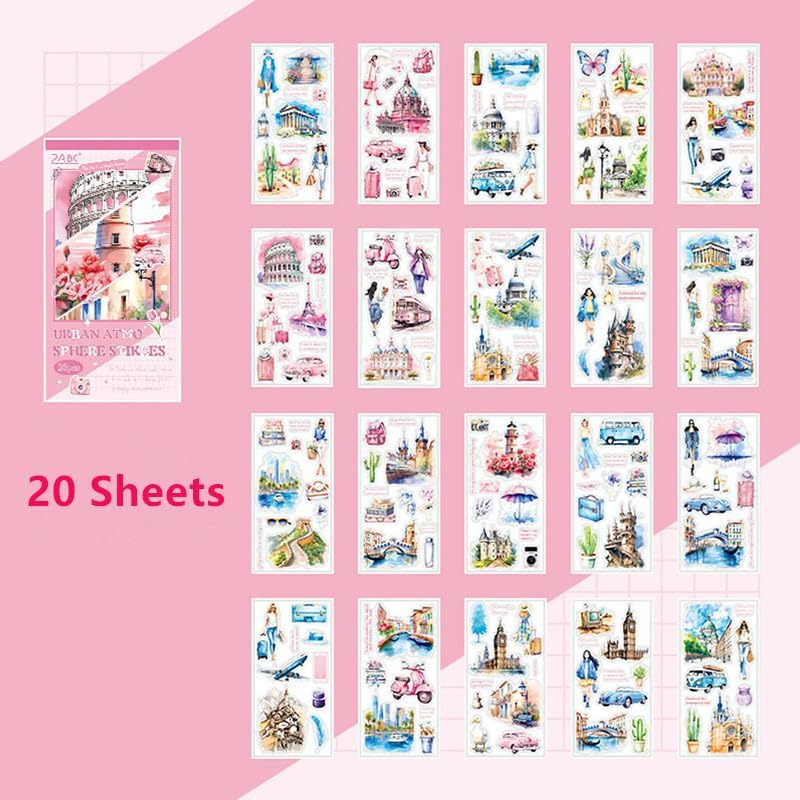 Aesthetic Journaling Sticker Books for Adults - Pre-Cut Scrapbook Stickers Vintage 20 Sheets Junk Journal Supplies Watercolor Scrapbooking Stickers Planner Cottagecore Decorative DIY Arts Craft Making - Image 2