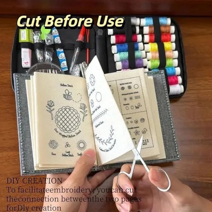 2026 New Embroidery Stitch Book Kit, Beginners Portable All Scenario Stitch Book, Comes with a Complete Toolkit and Instructional Tutorial, Embroidery Kit for Beginner & DIY Embroidery Craft Lovers