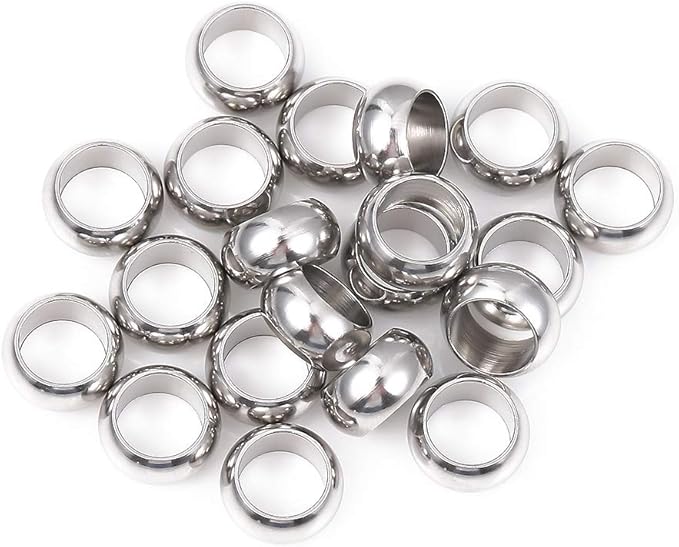 Stainless Steel Spacer Beads 10x5mm Rondelle Loose Charm Caps Beads for DIY Jewelry Making 20pcs with 7mm Hole
