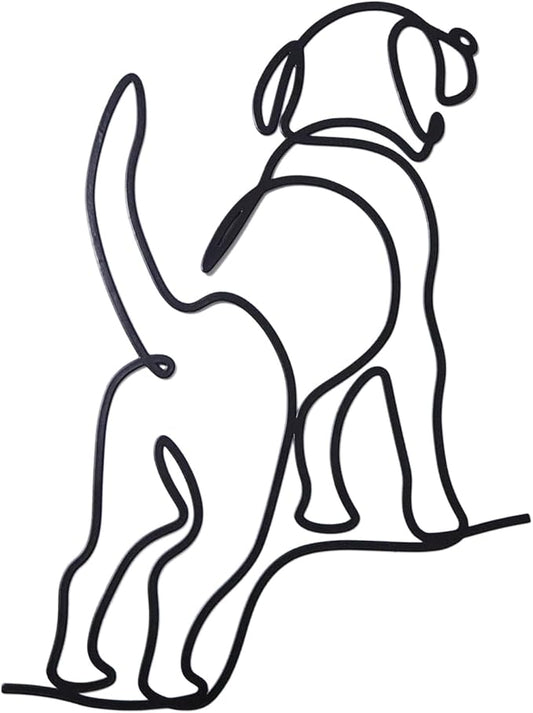 TYLCC Black Metal Dog Wall Decor Minimalist Abstract Dog Wall Art Line Drawing Art for Living Room Bedroom Decorations (Guard)
