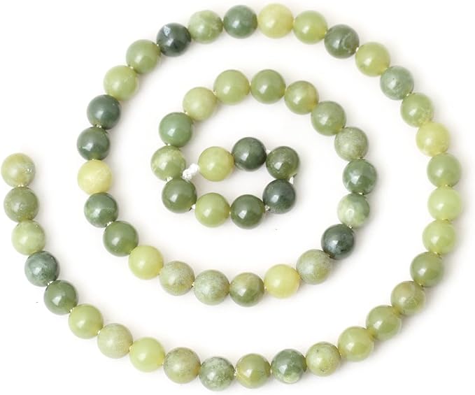 60PCS 6mm Natural Canadian Jade Gemstone Round Loose Beads Stone Beads for Jewelry Making DIY 1 Strand 15"